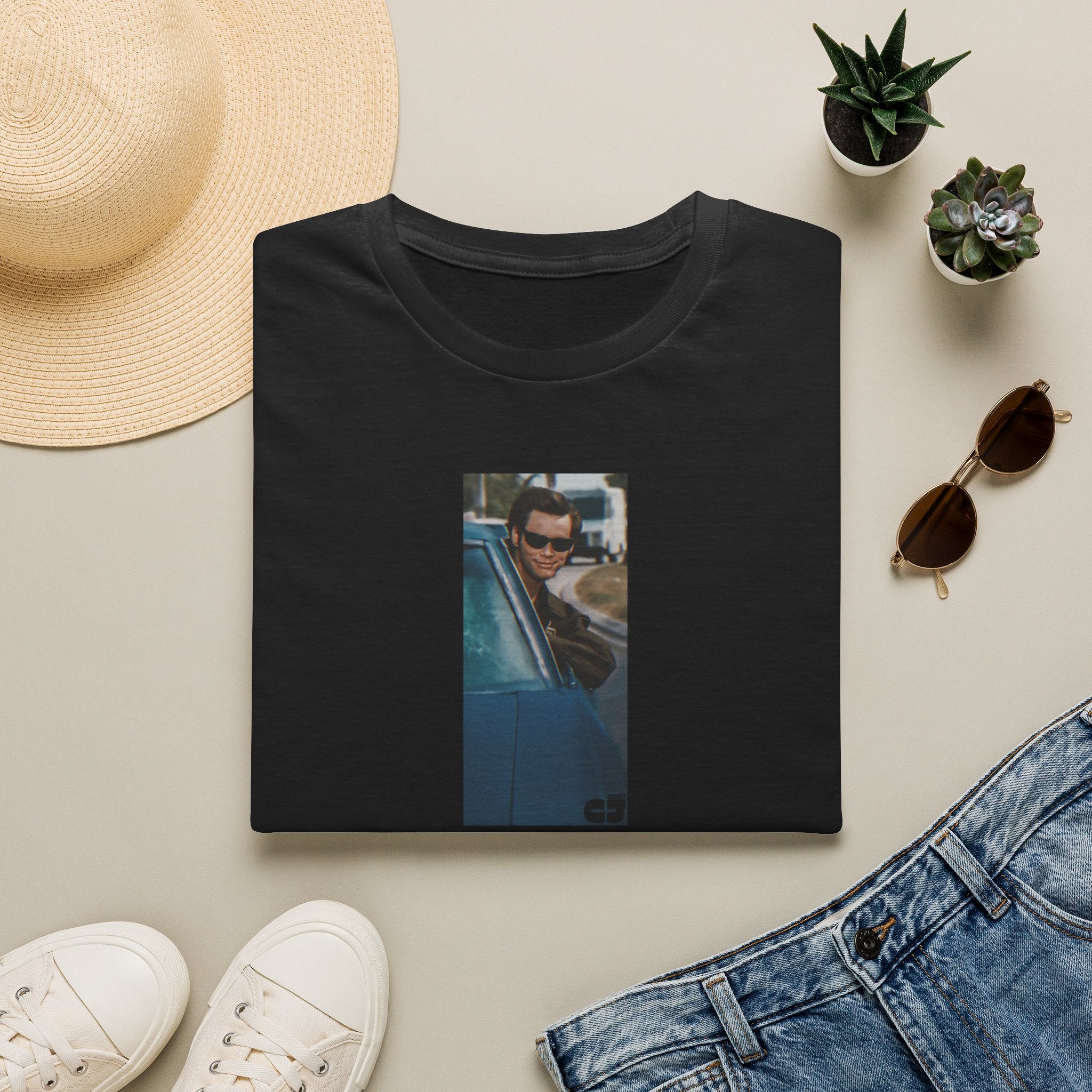 Jim Carrey Cool Car Sunglasses T-Shirt — Funny Retro Celebrity Tee