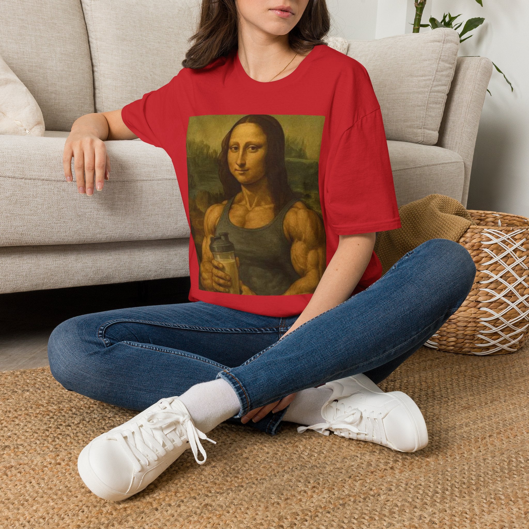 Muscular Mona Lisa Gym Tee Y2K