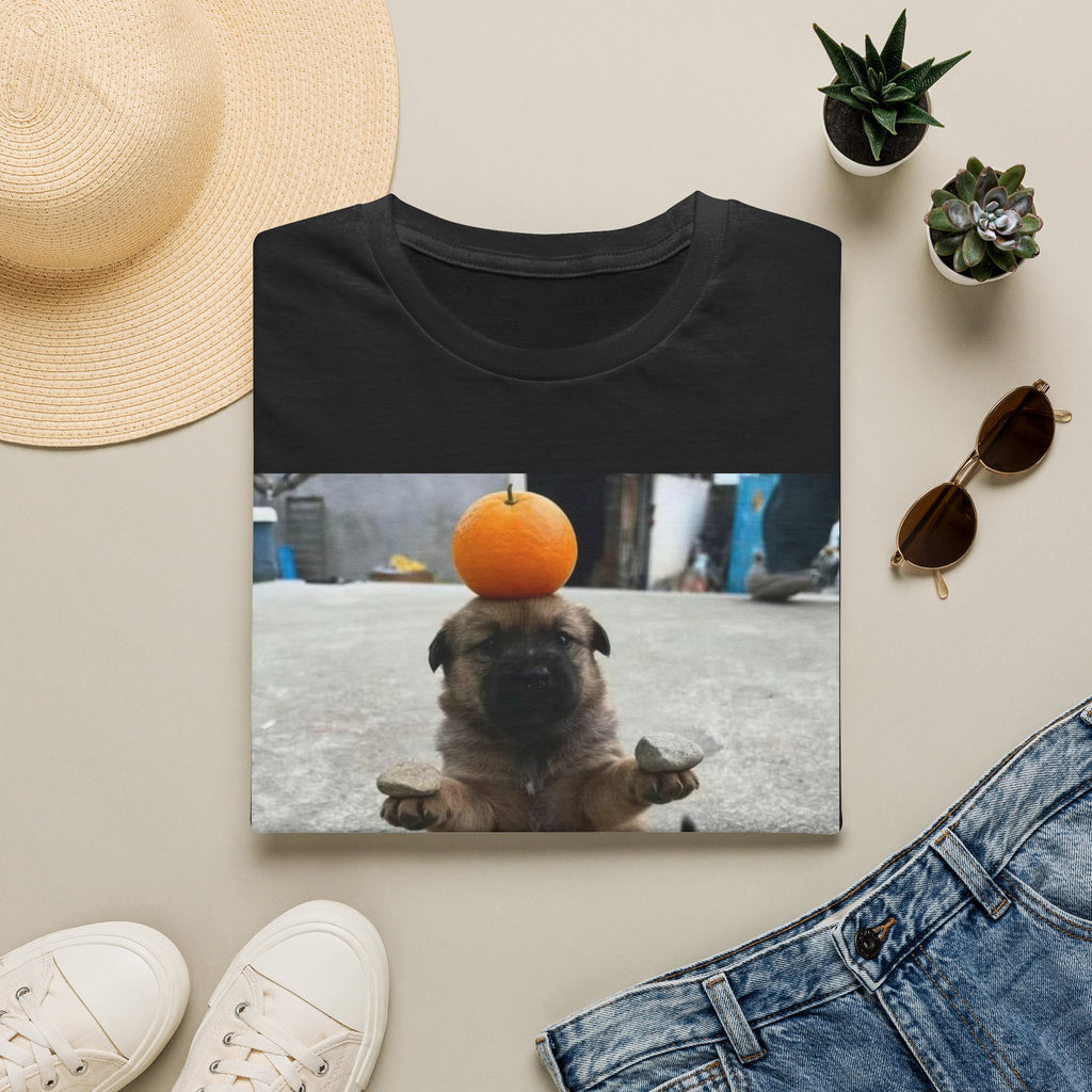 Cute Puppy Balancing Orange Photo Tee