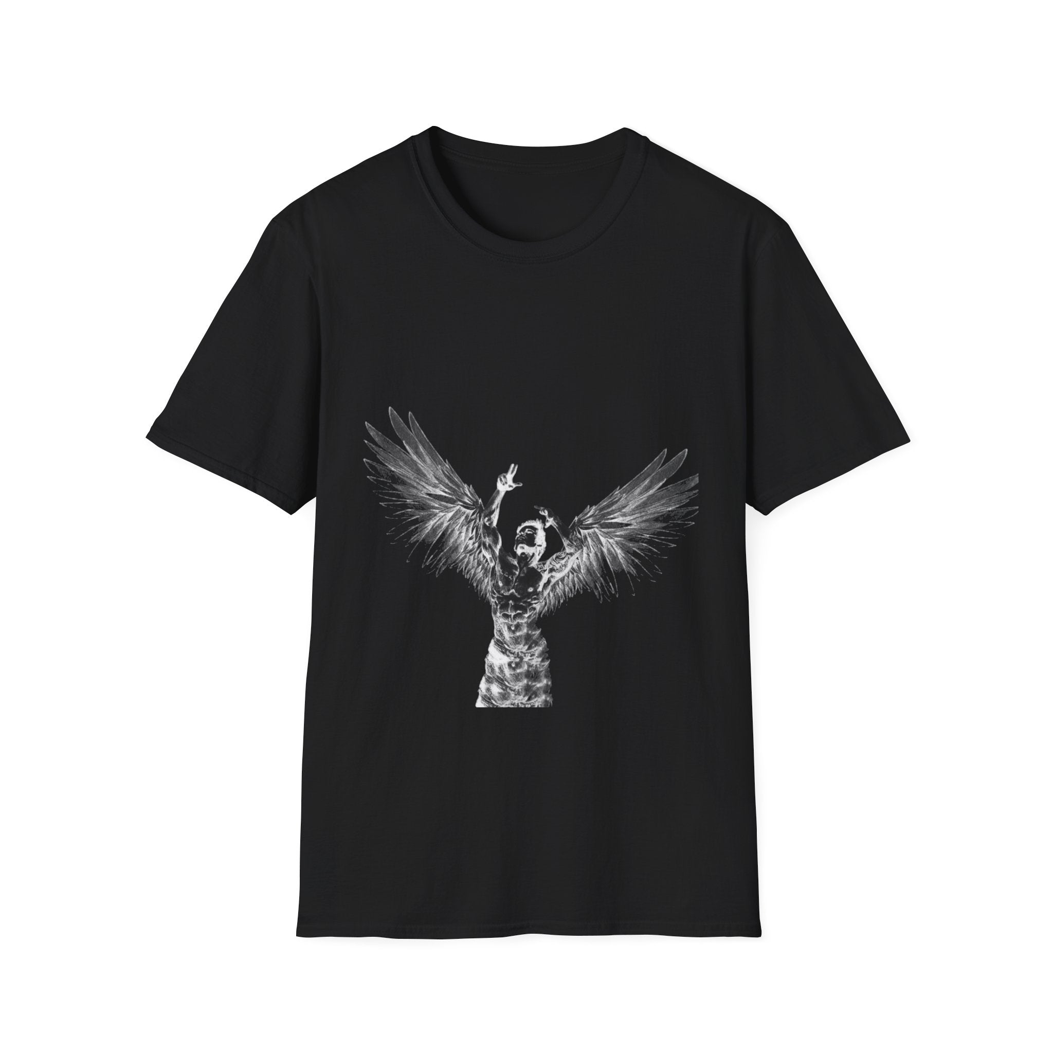 Angel Wings Graphic T-Shirt — 'Rise Above' Inspirational Design