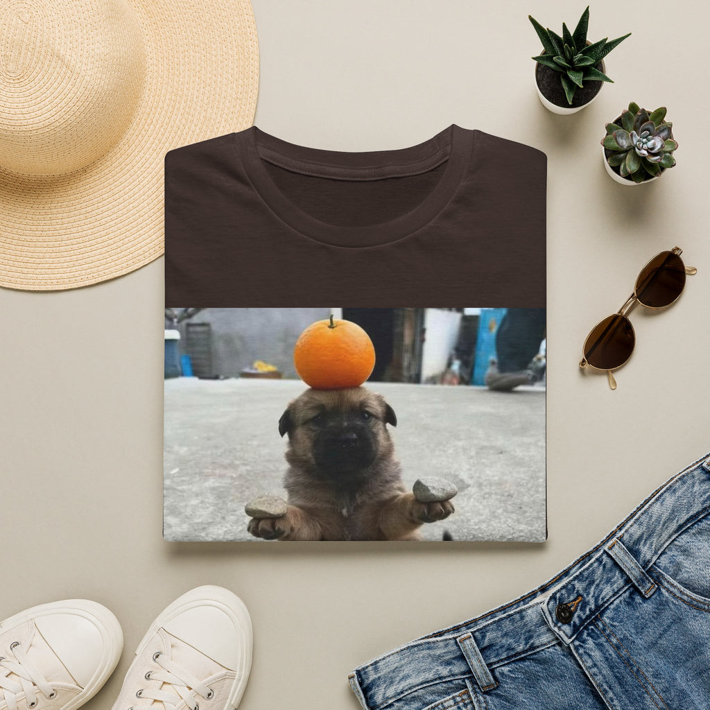 Cute Puppy Balancing Orange Photo Tee