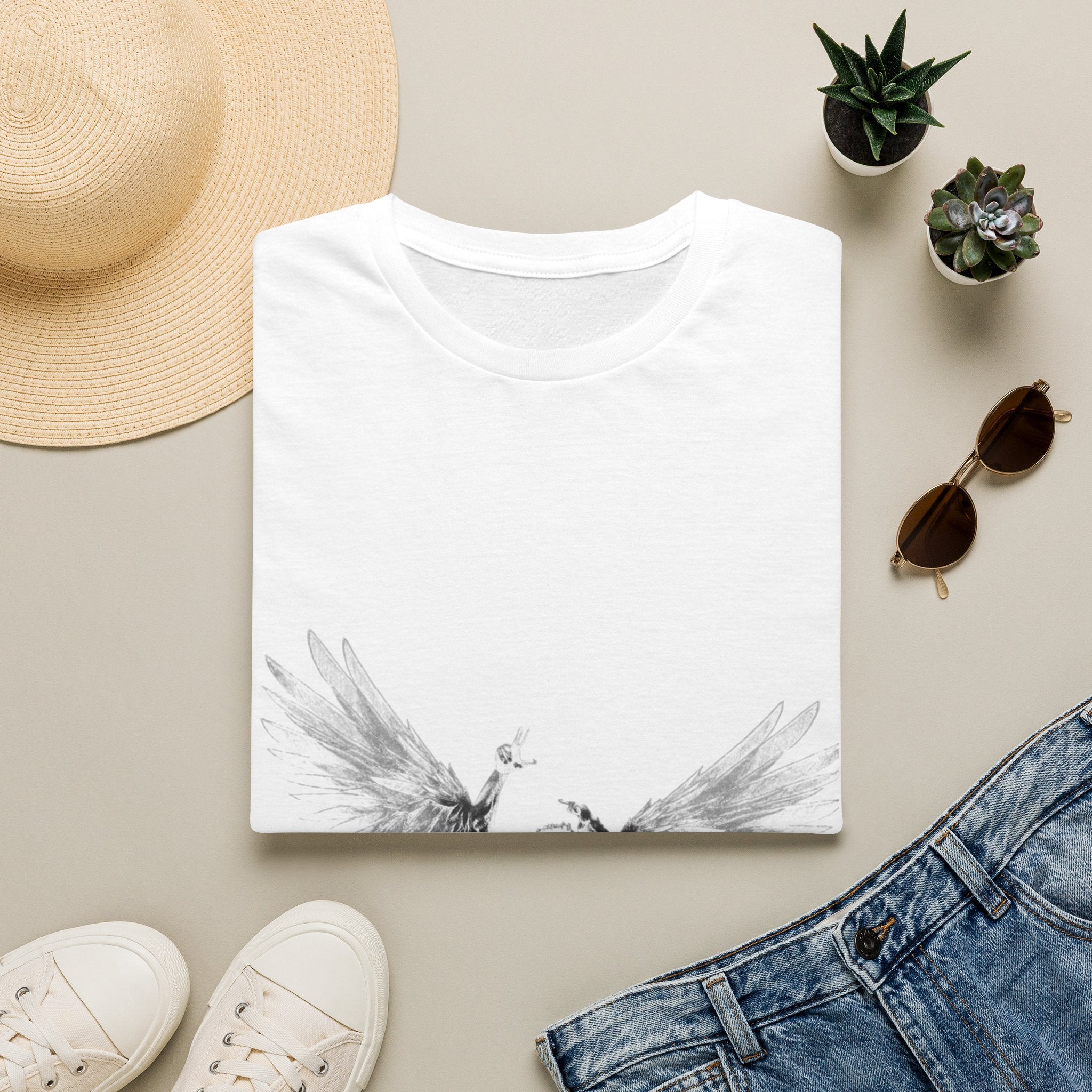 Angel Wings Graphic T-Shirt — 'Rise Above' Inspirational Design