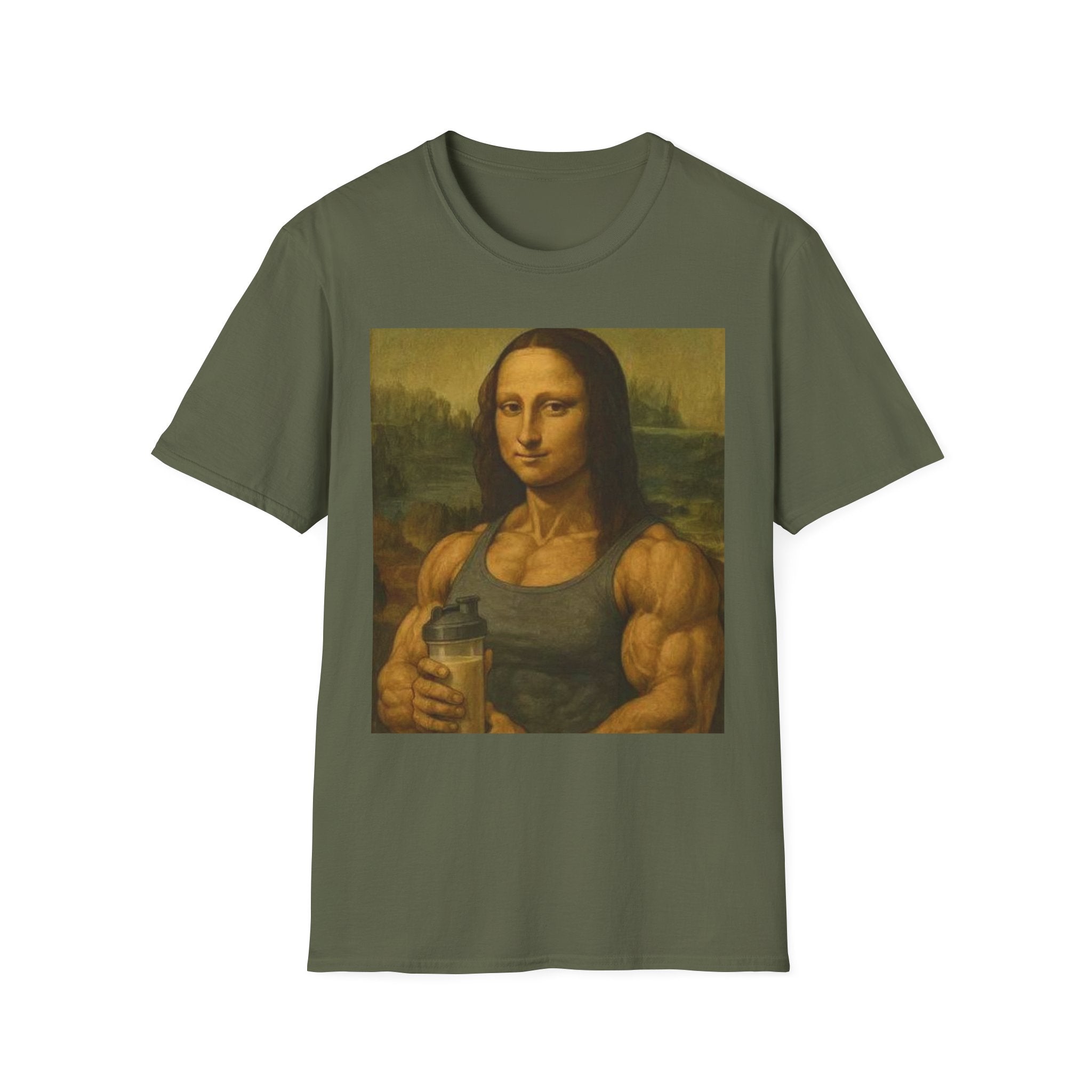 Muscular Mona Lisa Gym Tee Y2K