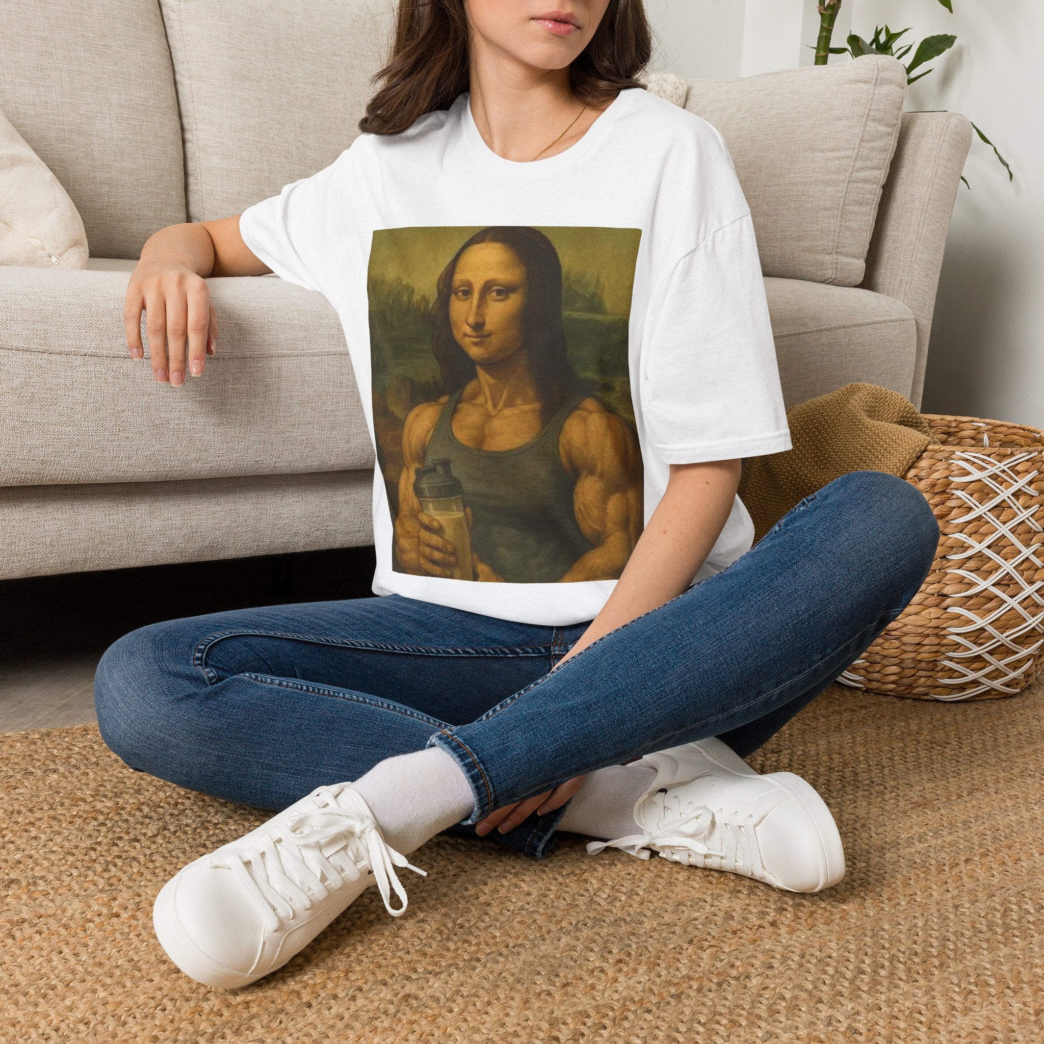 Muscular Mona Lisa Gym Tee Y2K
