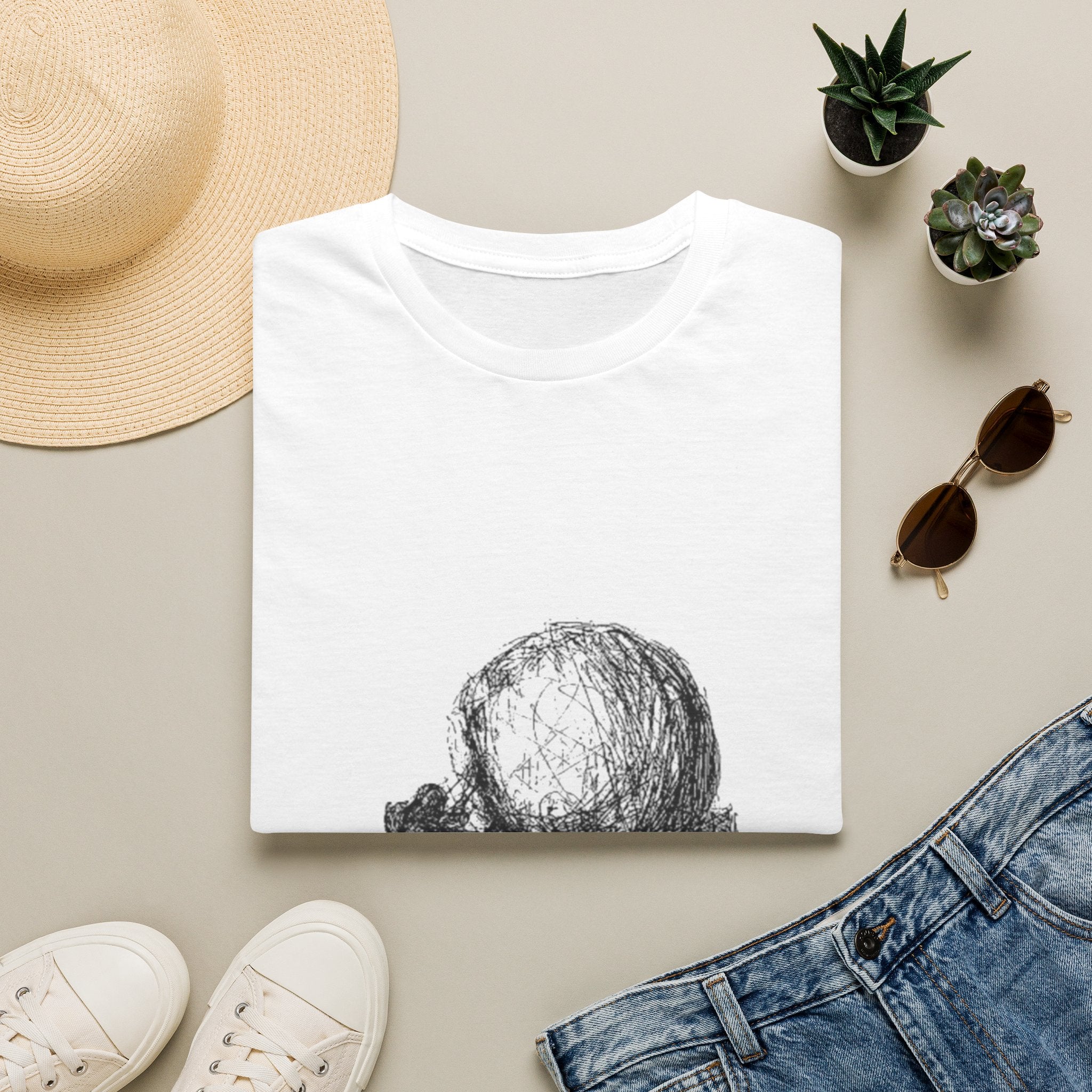 Sisyphus Pushing Boulder Illustration Tee (Perseverance Motivational Art)