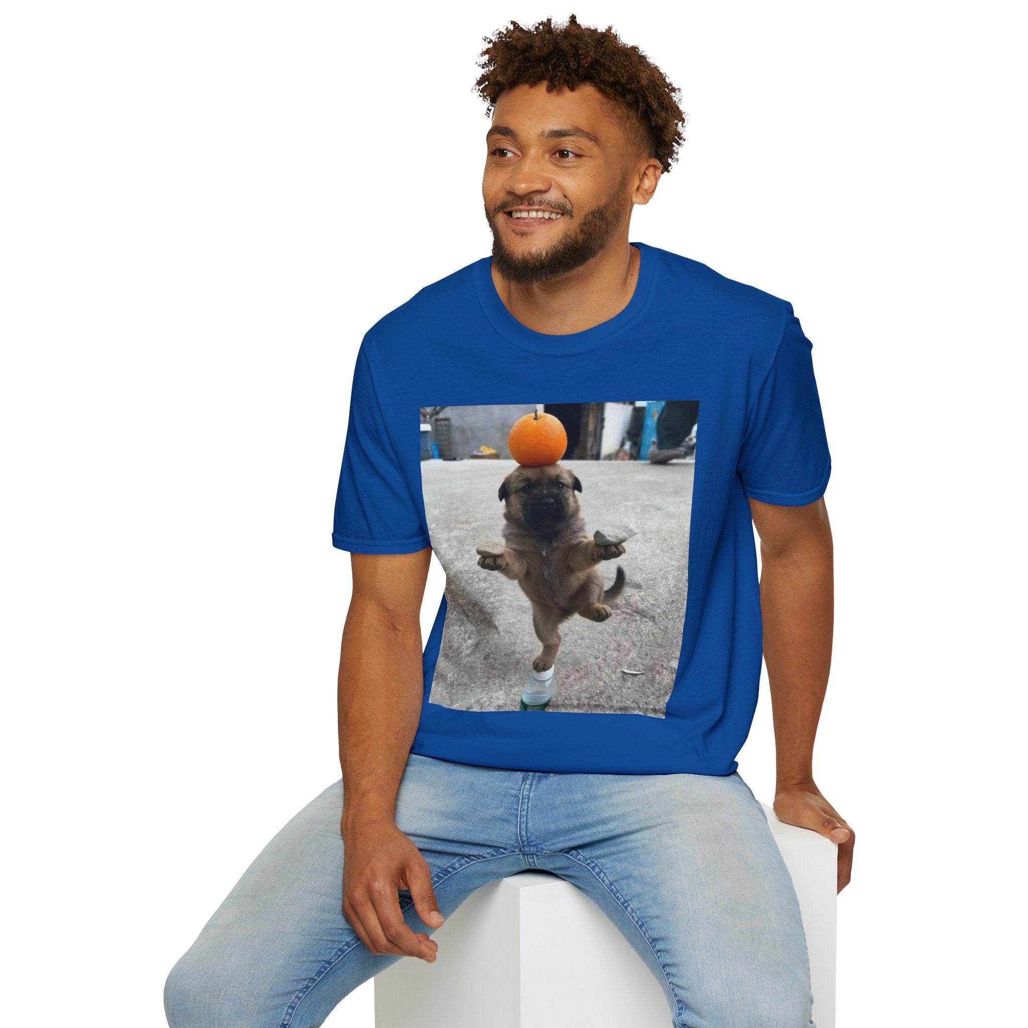 Cute Puppy Balancing Orange Photo Tee