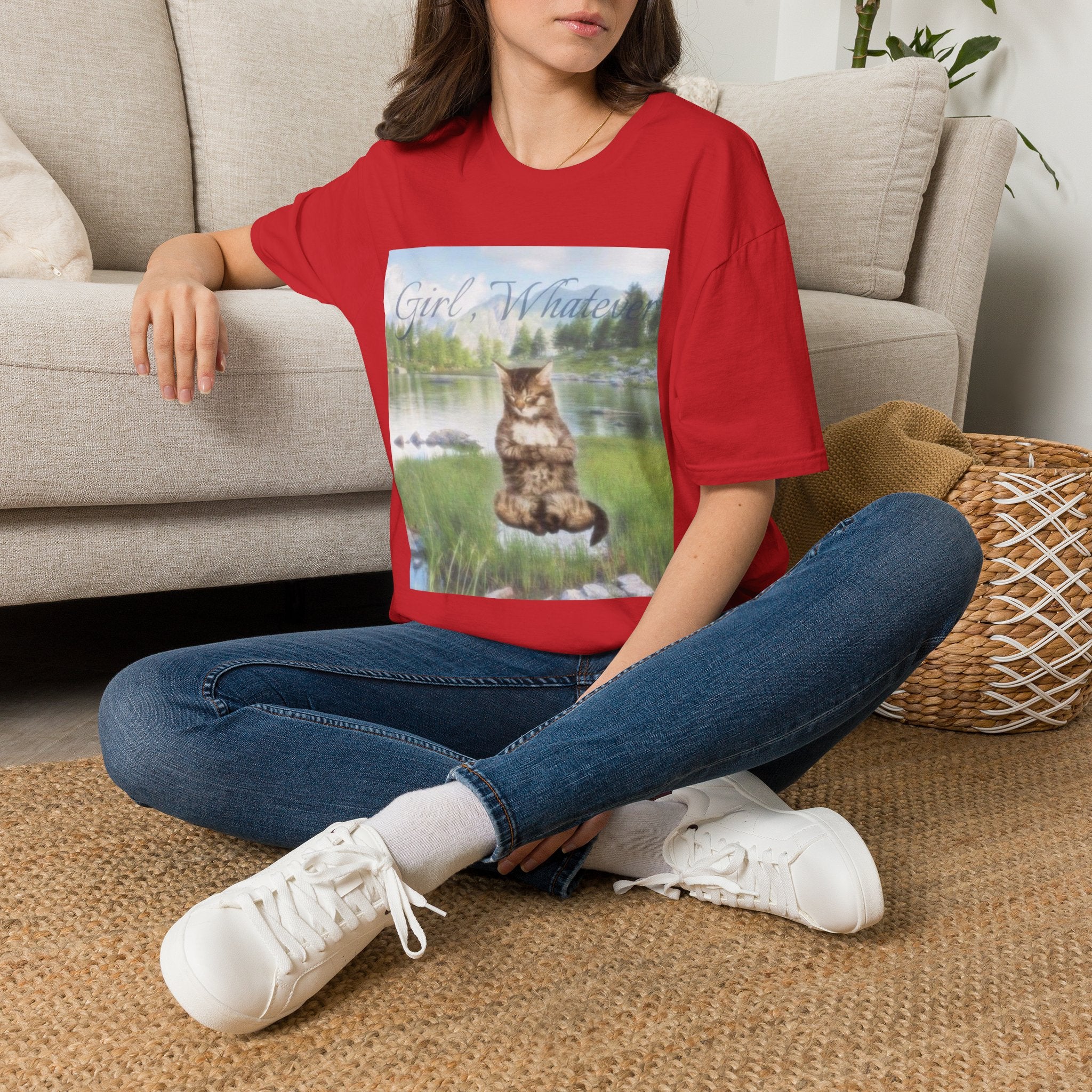 Cat T-Shirt — "Girl, Whatever" Vintage Lake Cat Graphic Tee