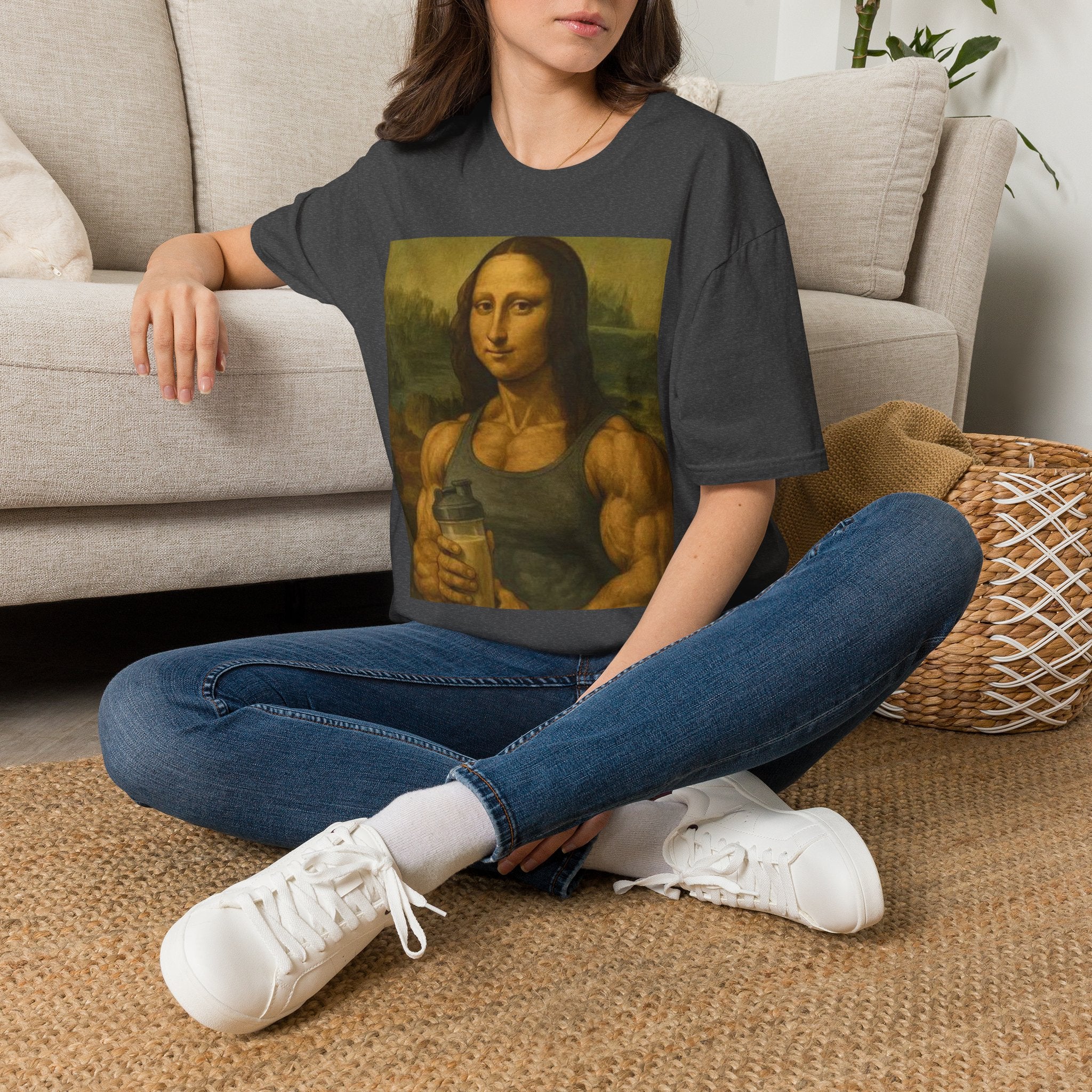 Muscular Mona Lisa Gym Tee Y2K