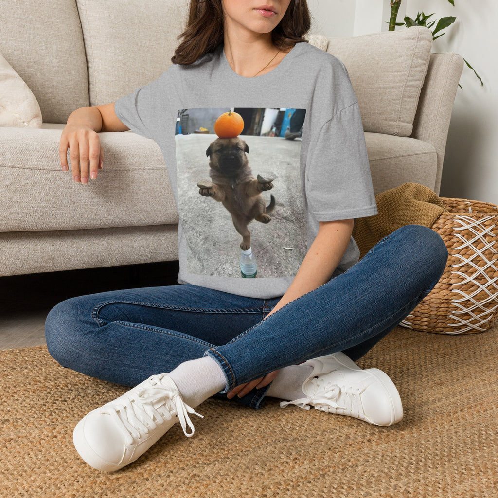 Cute Puppy Balancing Orange Photo Tee