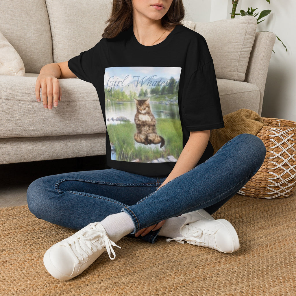 Cat T-Shirt — "Girl, Whatever" Vintage Lake Cat Graphic Tee
