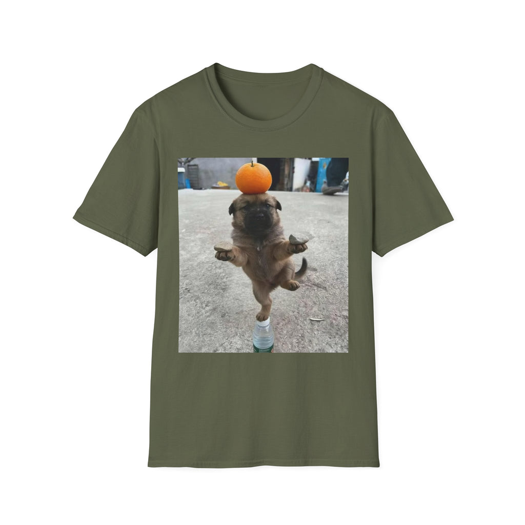 Cute Puppy Balancing Orange Photo Tee