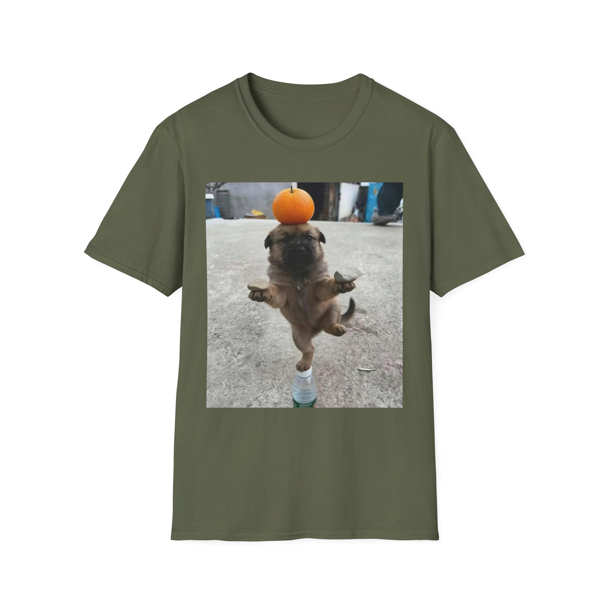 Cute Puppy Balancing Orange Photo Tee