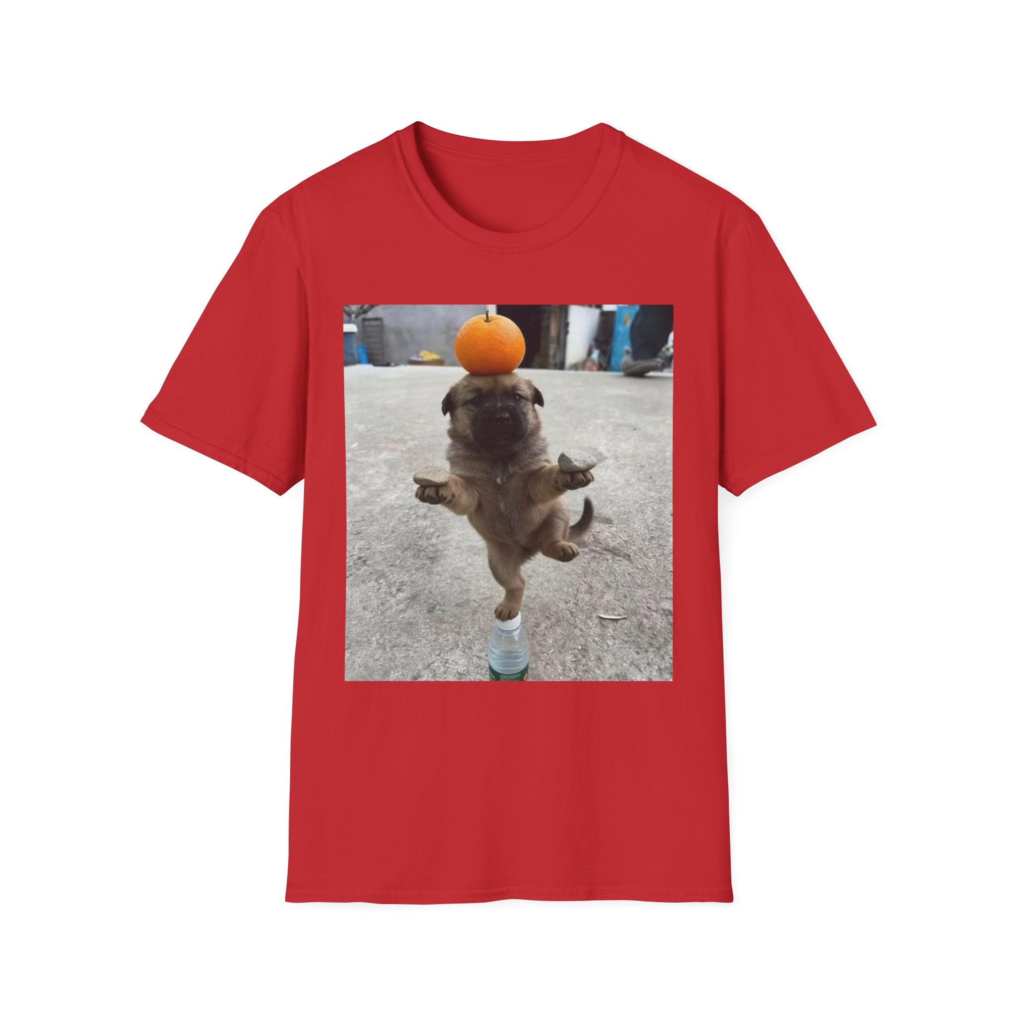 Cute Puppy Balancing Orange Photo Tee