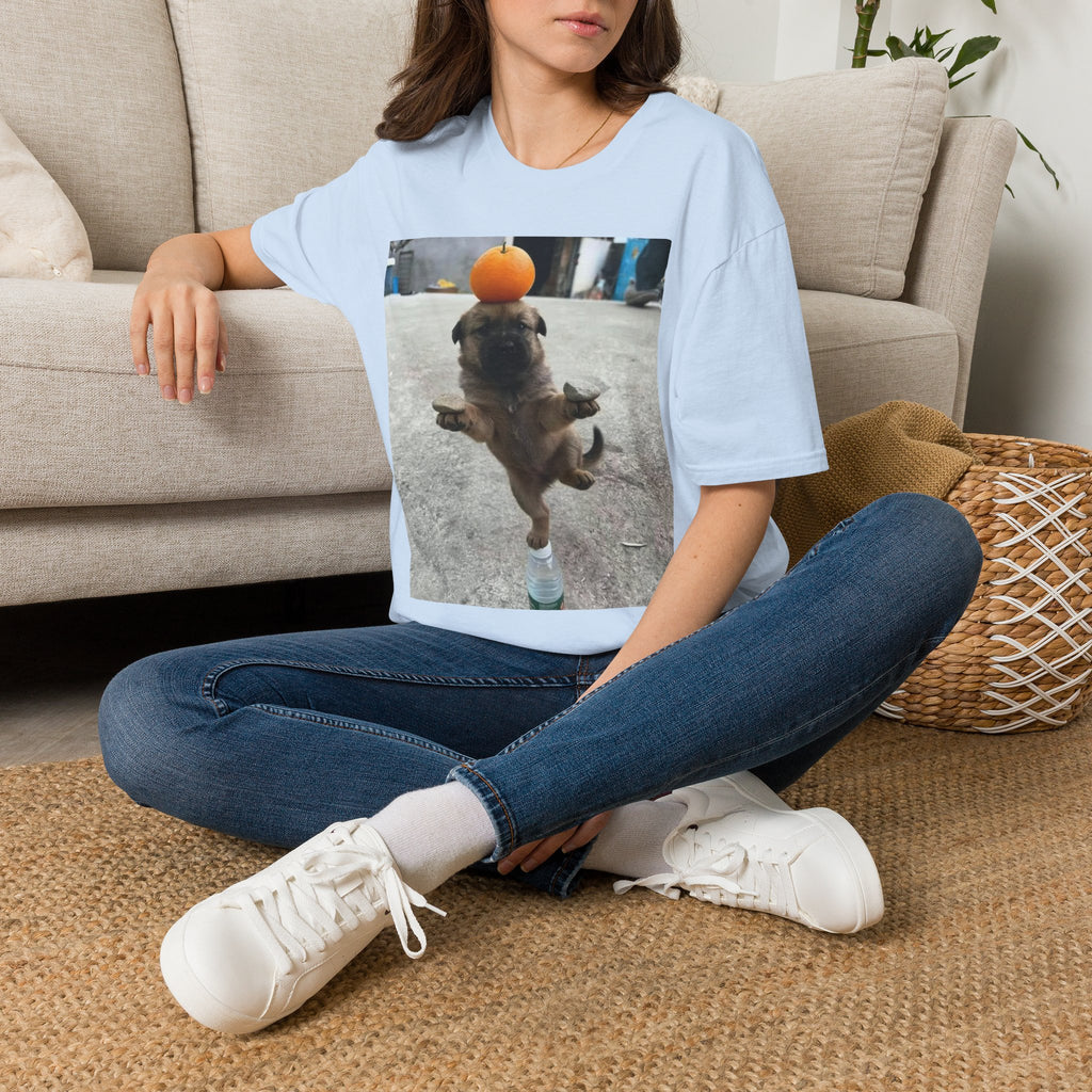 Cute Puppy Balancing Orange Photo Tee