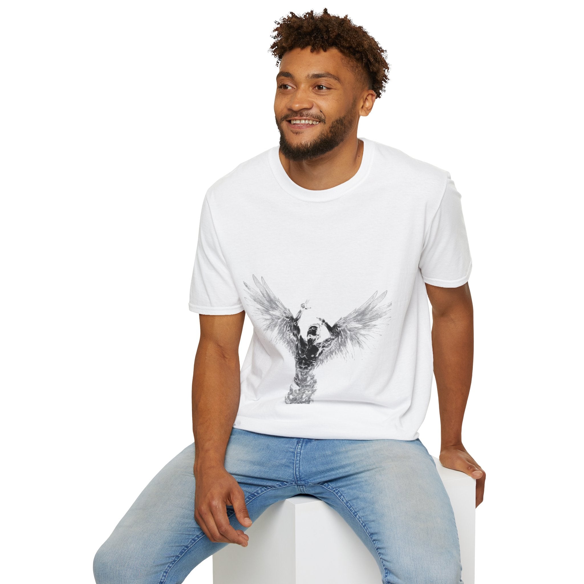 Angel Wings Graphic T-Shirt — 'Rise Above' Inspirational Design