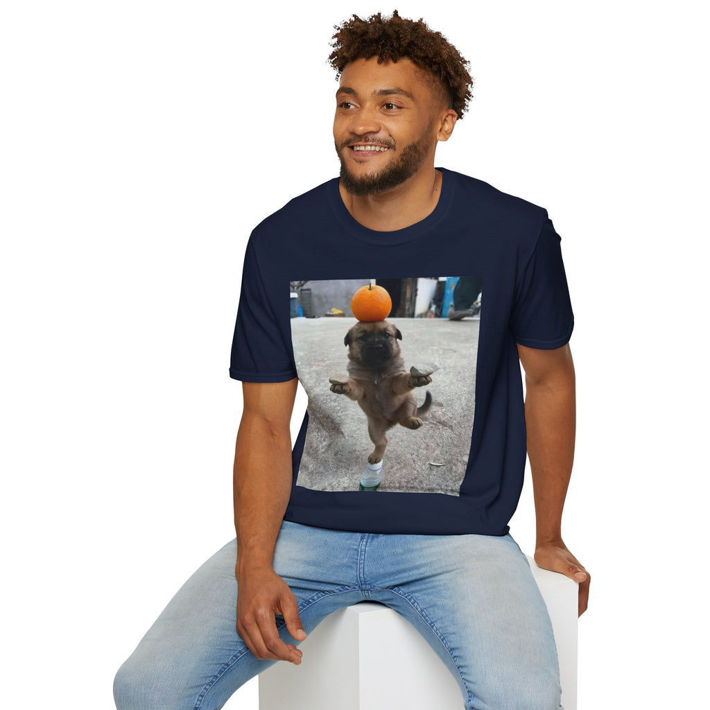 Cute Puppy Balancing Orange Photo Tee