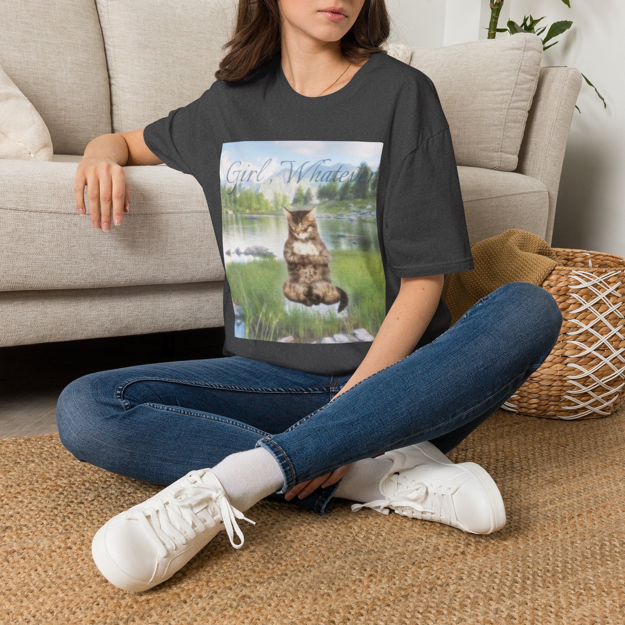 Cat T-Shirt — "Girl, Whatever" Vintage Lake Cat Graphic Tee