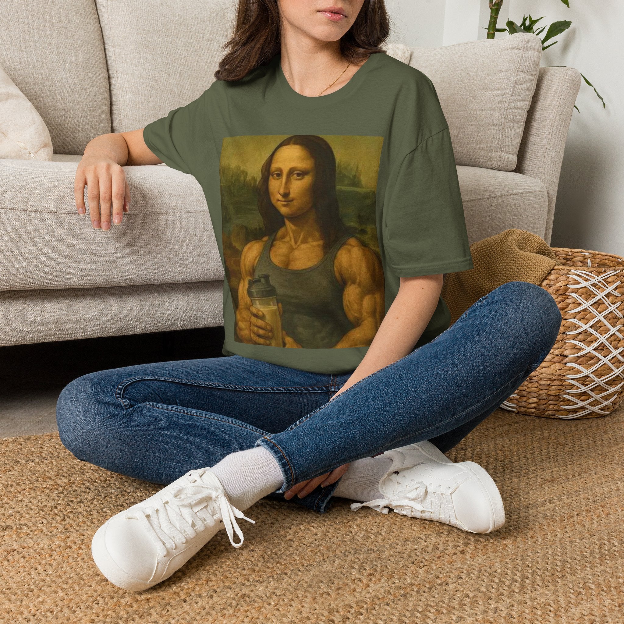 Muscular Mona Lisa Gym Tee Y2K
