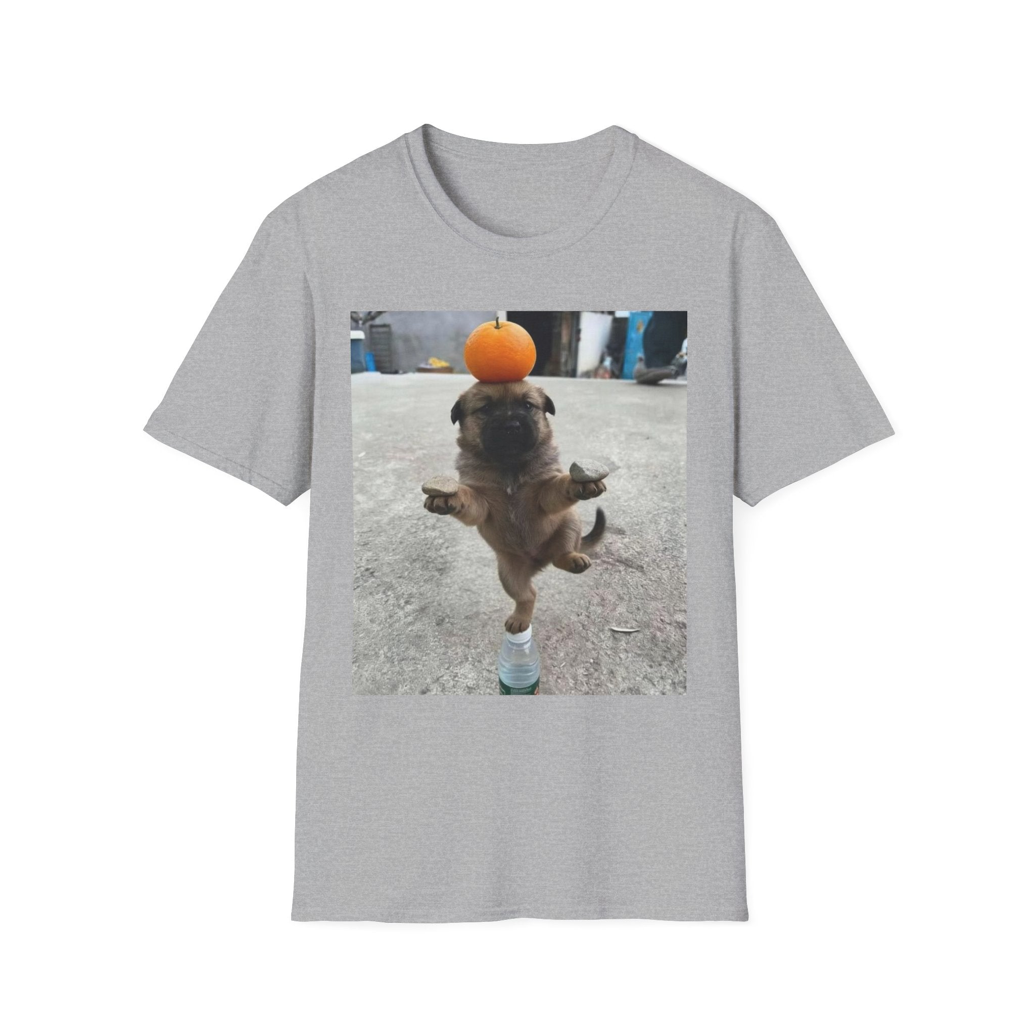 Cute Puppy Balancing Orange Photo Tee