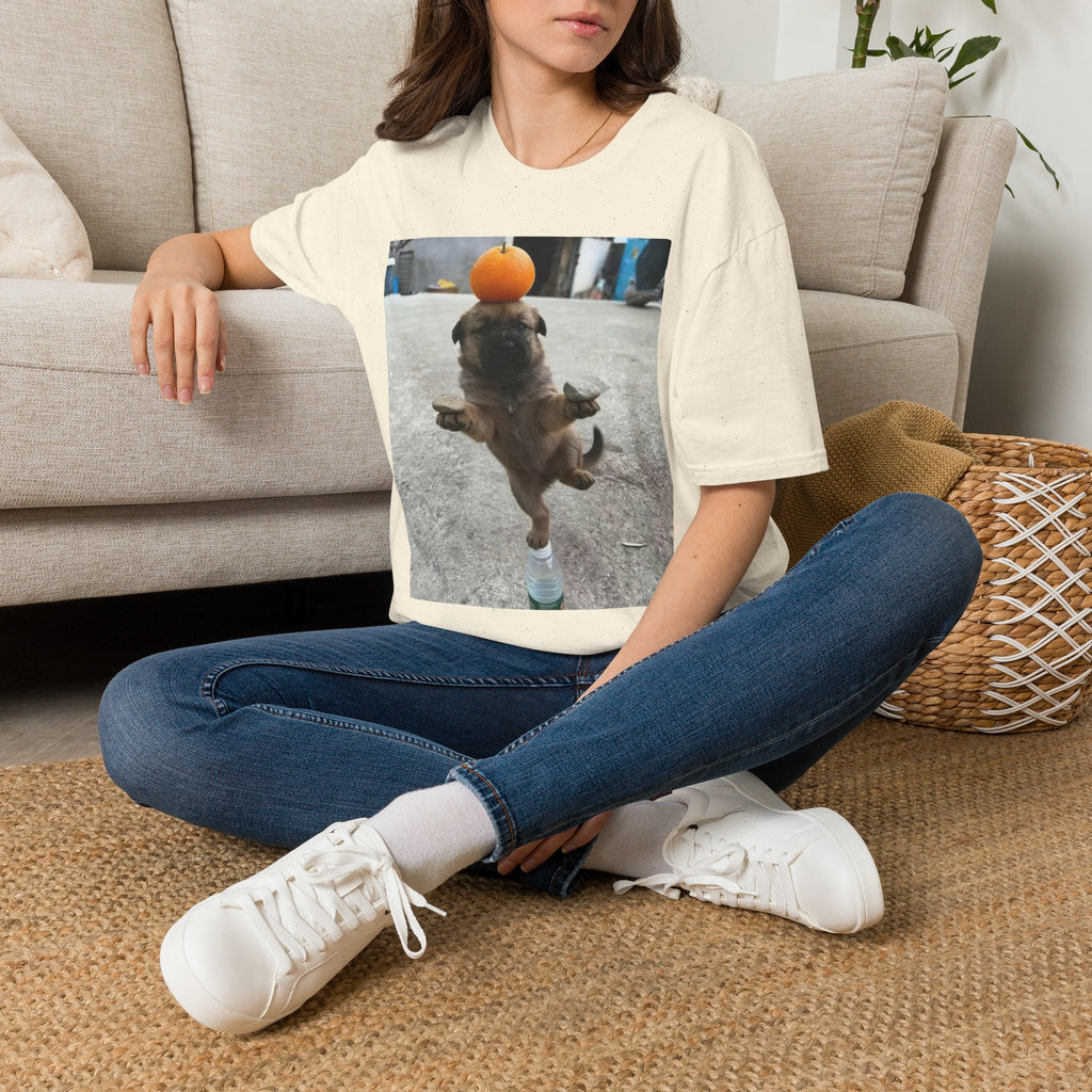 Cute Puppy Balancing Orange Photo Tee