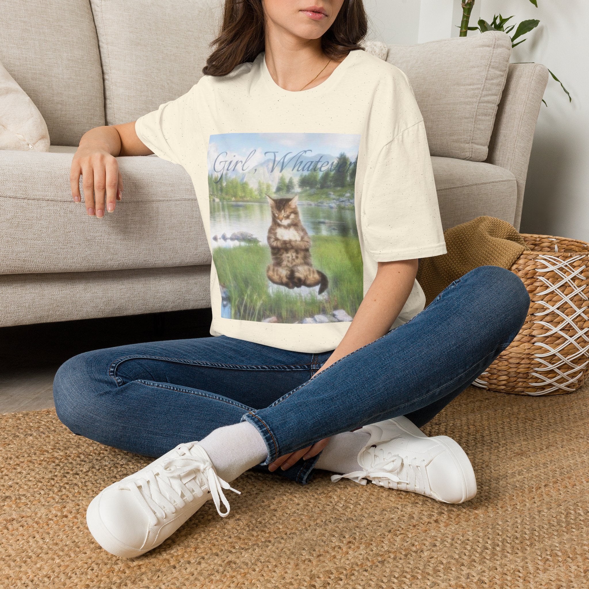 Cat T-Shirt — "Girl, Whatever" Vintage Lake Cat Graphic Tee