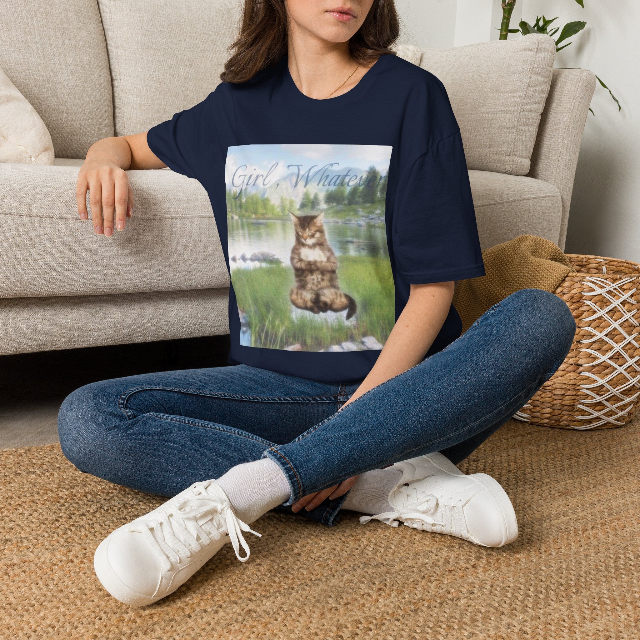 Cat T-Shirt — "Girl, Whatever" Vintage Lake Cat Graphic Tee