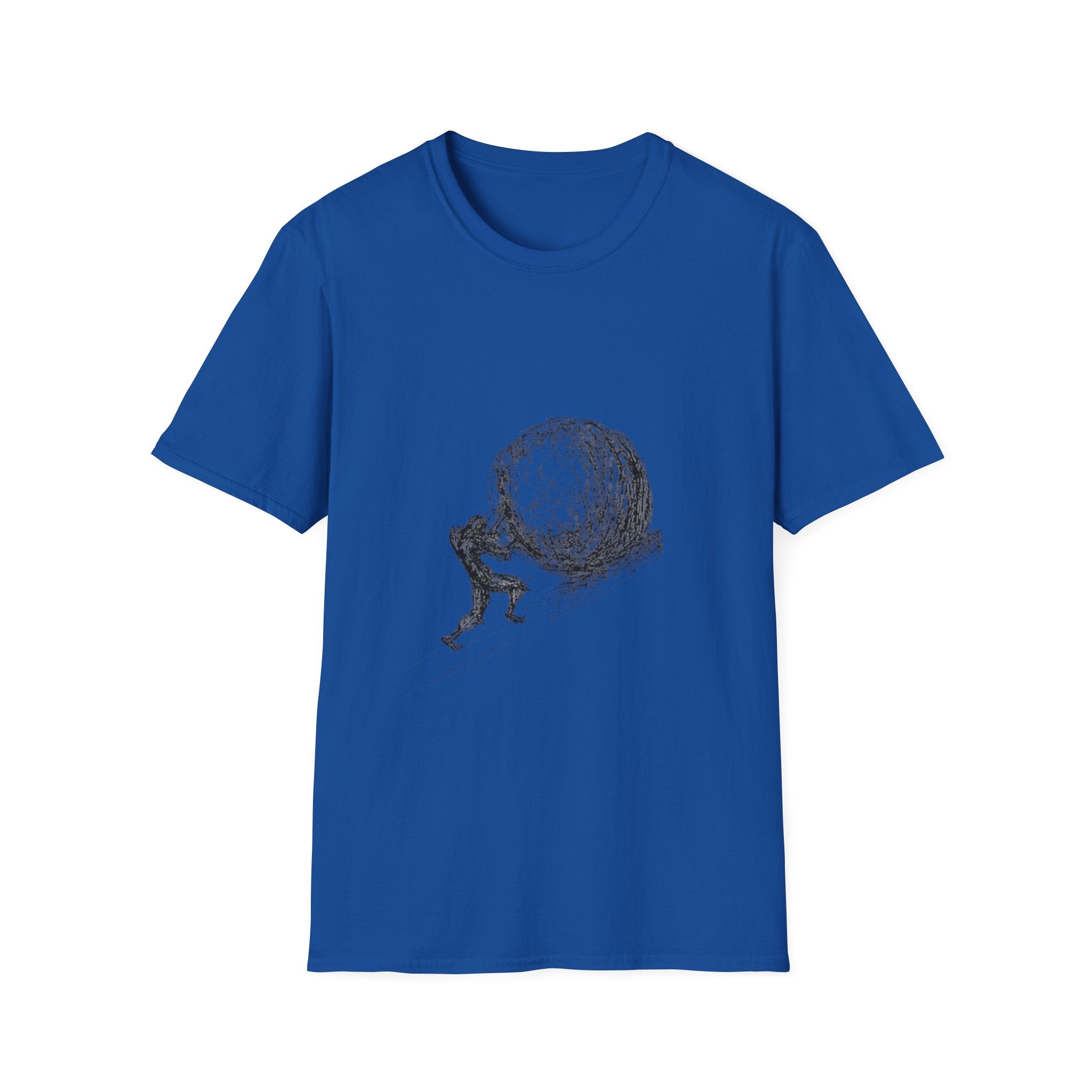 Sisyphus Pushing Boulder Illustration Tee (Perseverance Motivational Art)