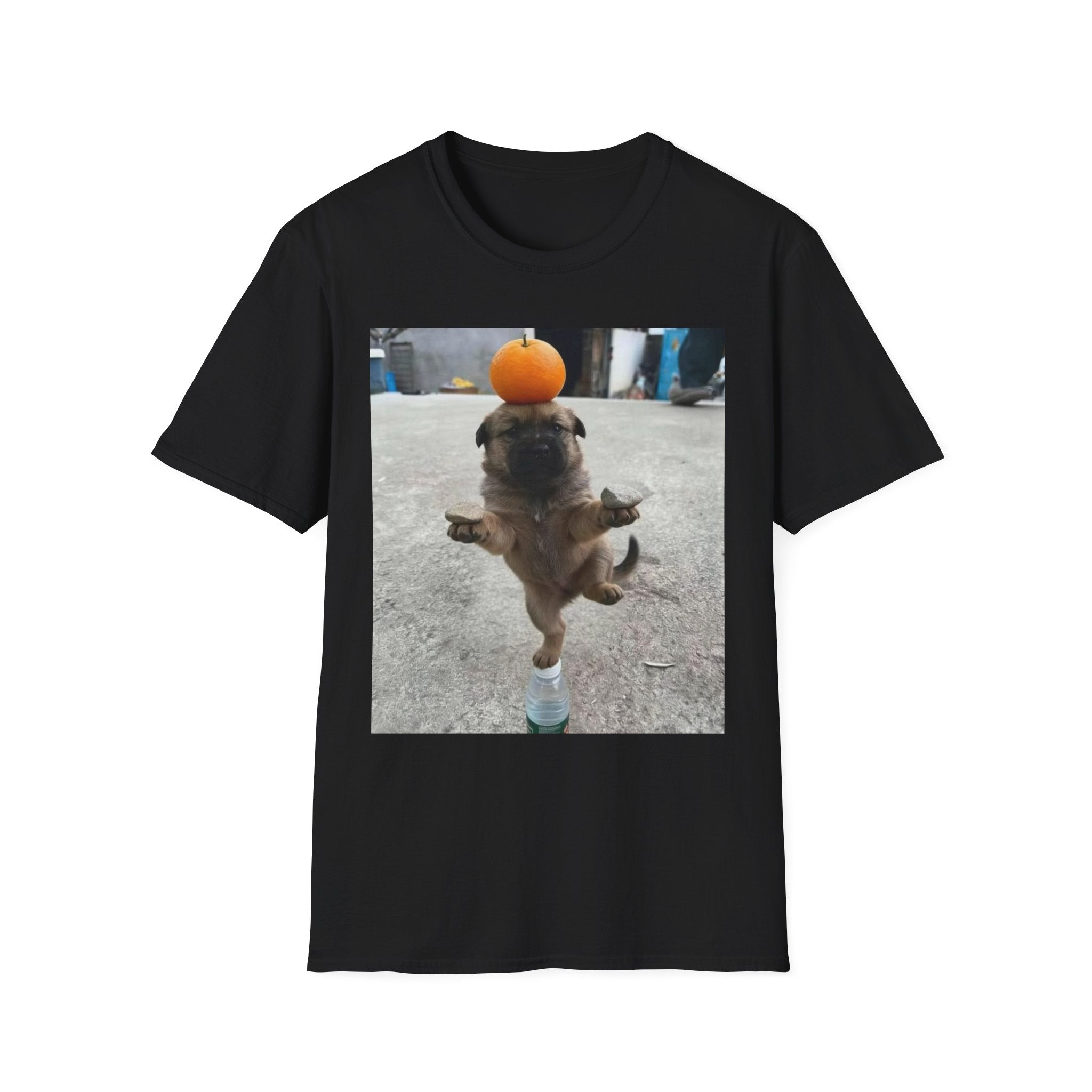 Cute Puppy Balancing Orange Photo Tee