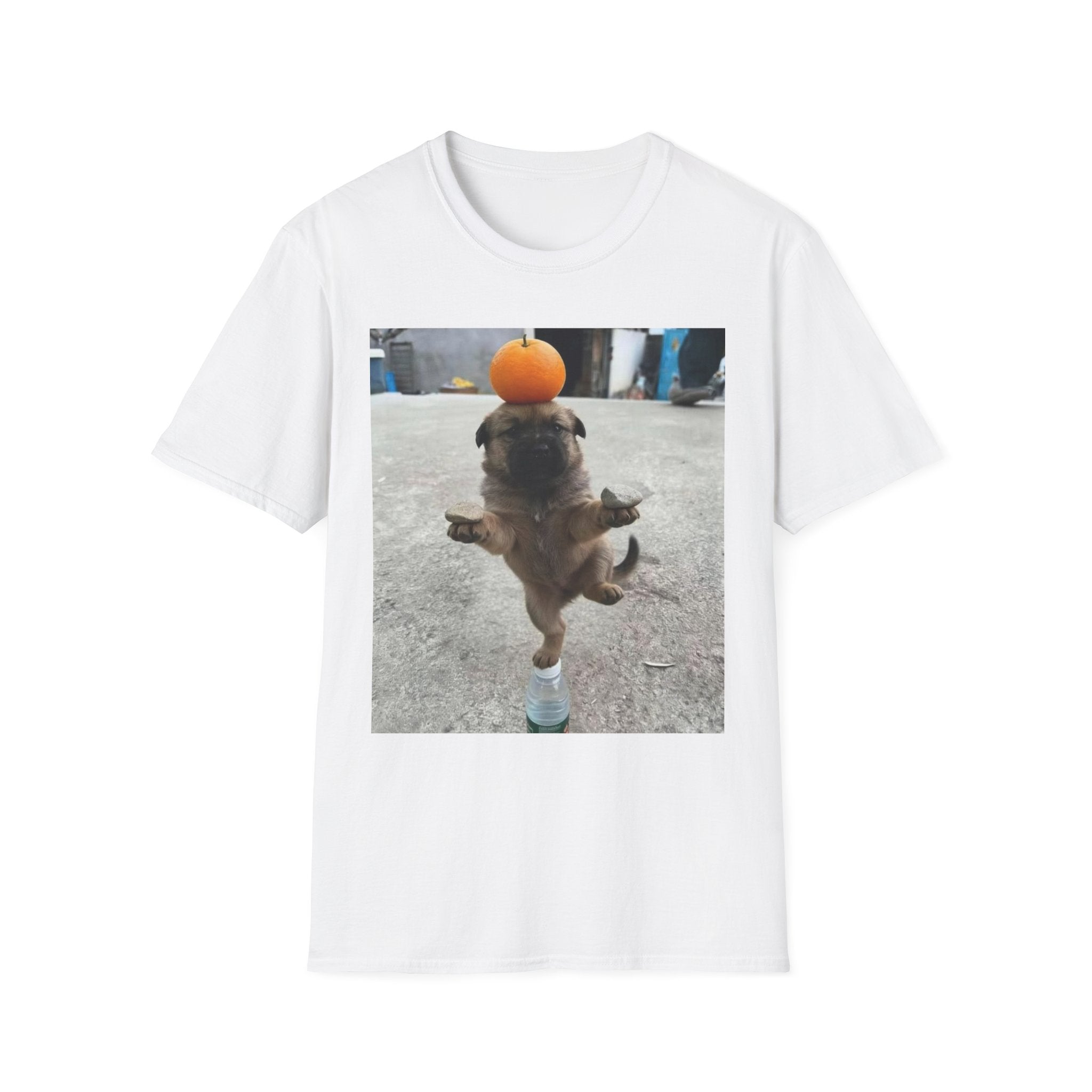 Cute Puppy Balancing Orange Photo Tee