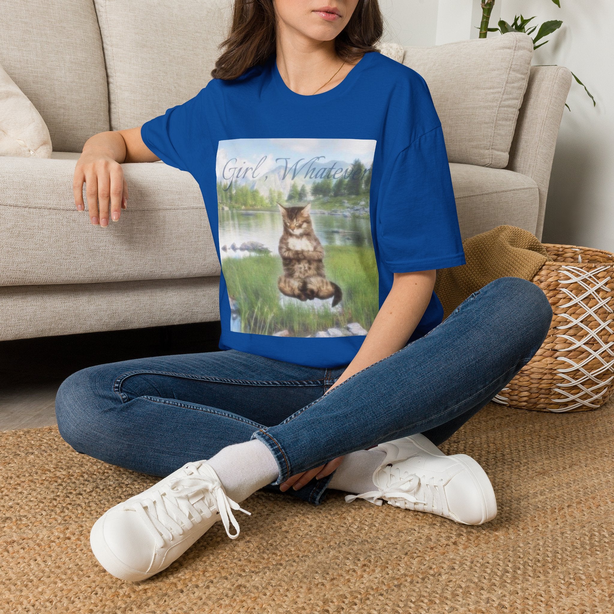 Cat T-Shirt — "Girl, Whatever" Vintage Lake Cat Graphic Tee