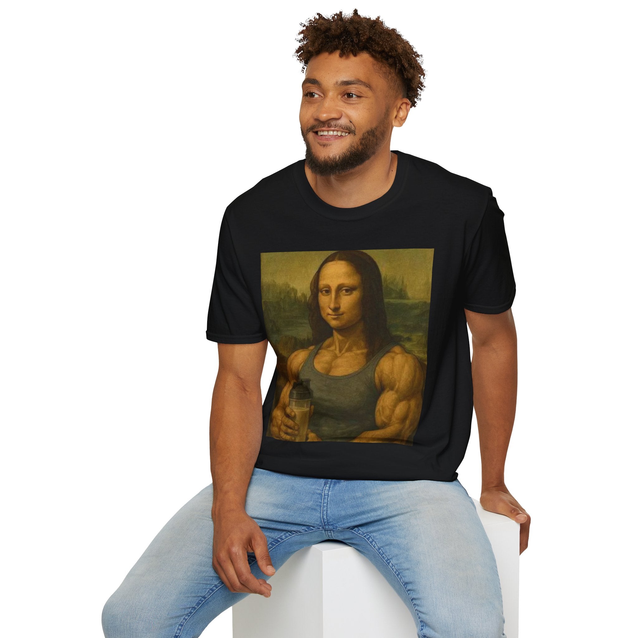 Muscular Mona Lisa Gym Tee Y2K