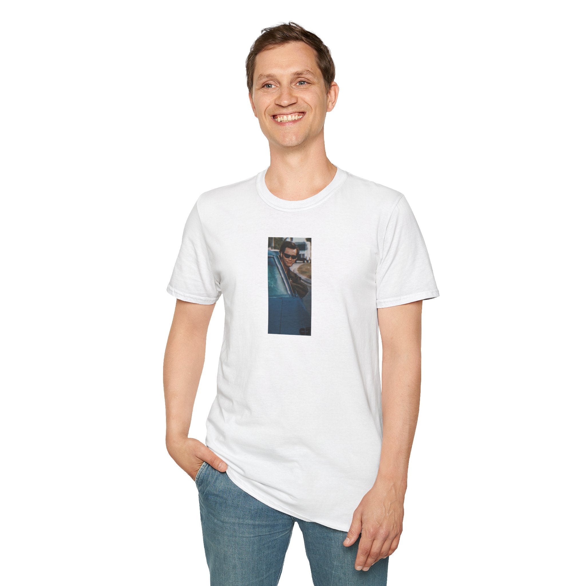 Jim Carrey Cool Car Sunglasses T-Shirt — Funny Retro Celebrity Tee