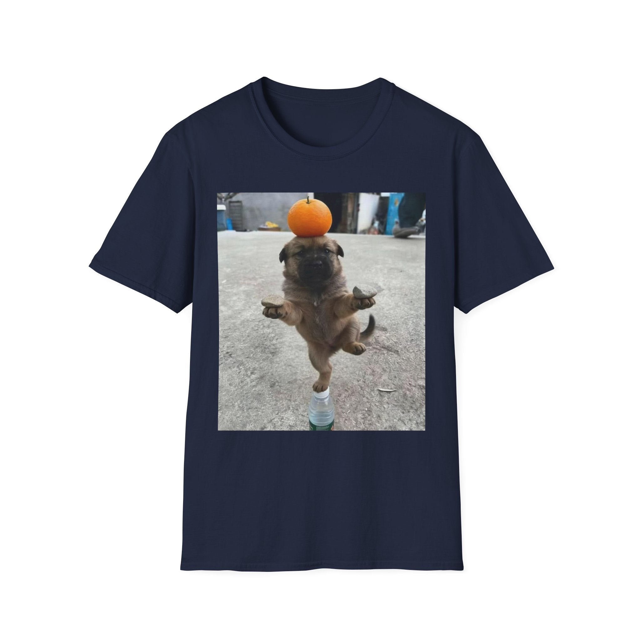 Cute Puppy Balancing Orange Photo Tee