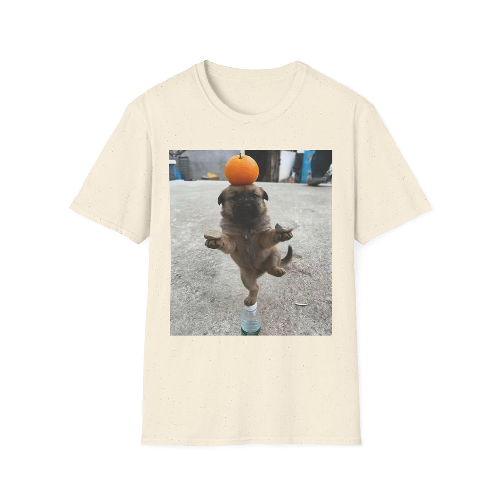 Cute Puppy Balancing Orange Photo Tee