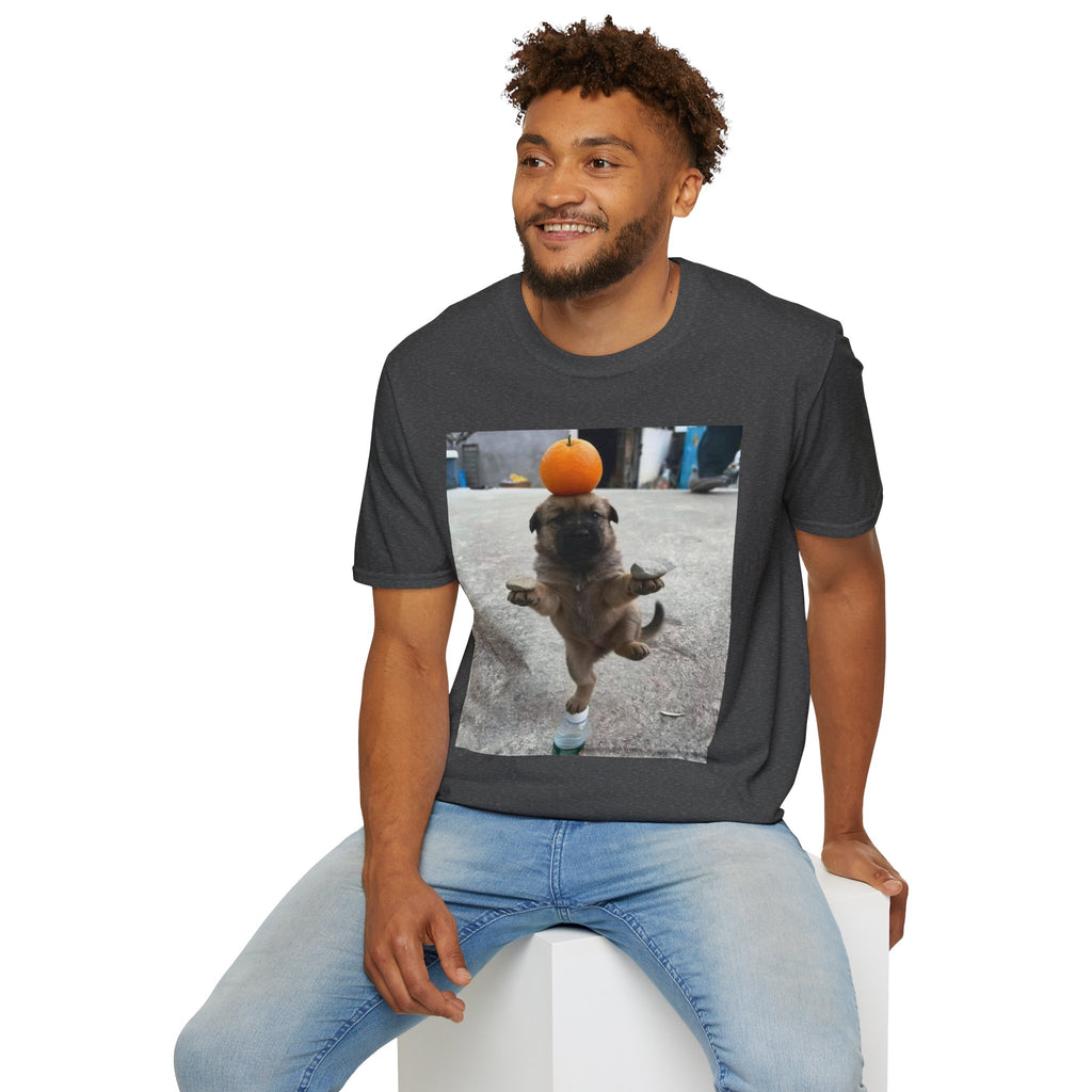 Cute Puppy Balancing Orange Photo Tee