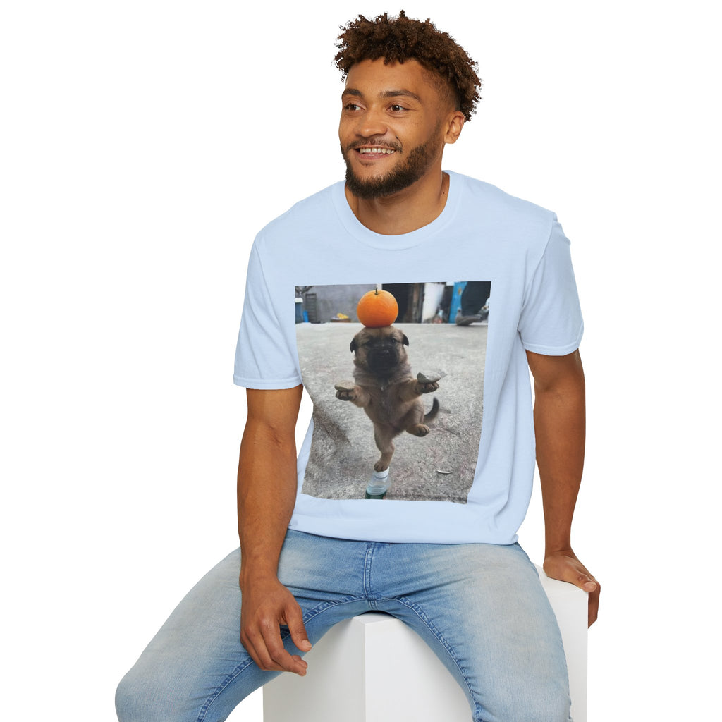 Cute Puppy Balancing Orange Photo Tee