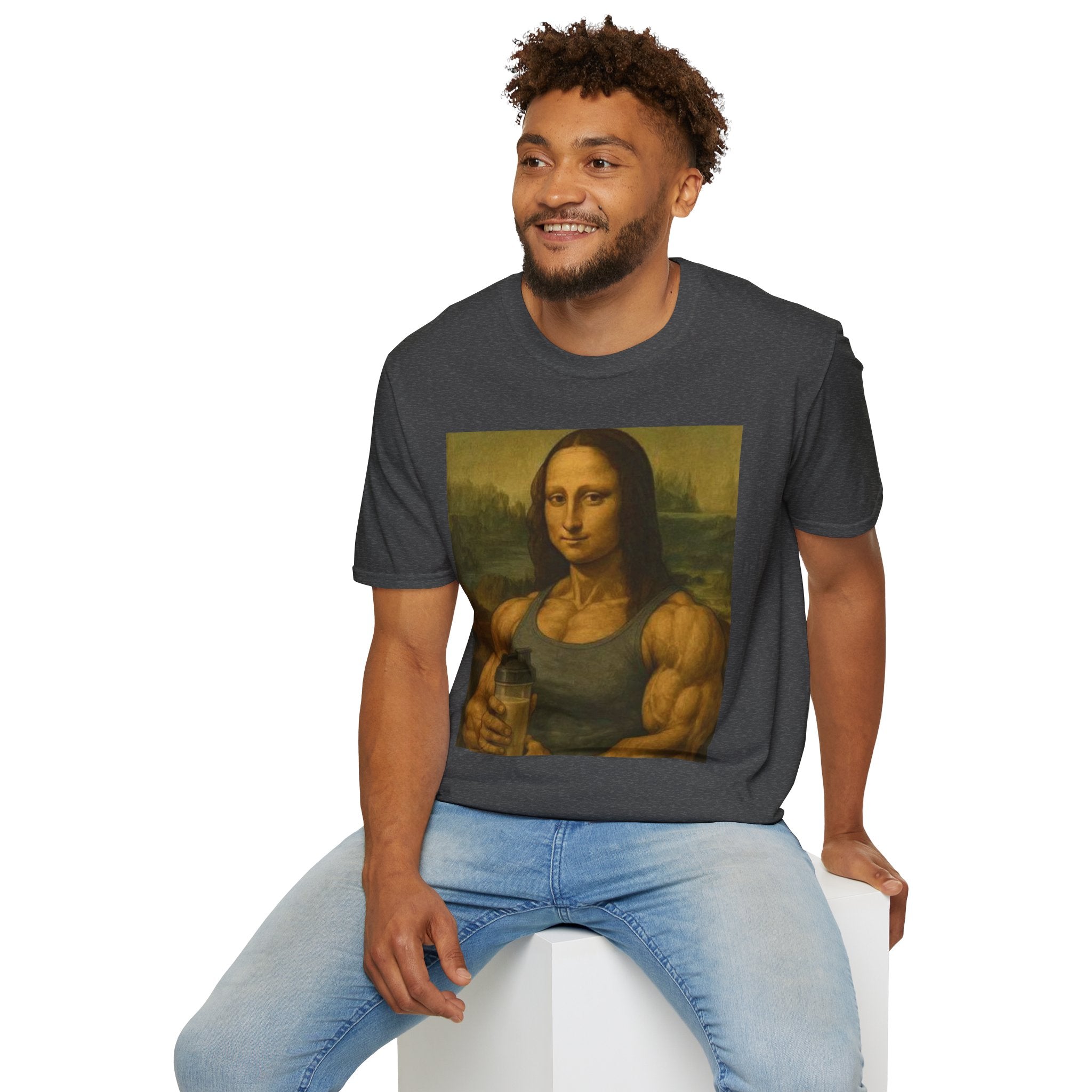 Muscular Mona Lisa Gym Tee Y2K