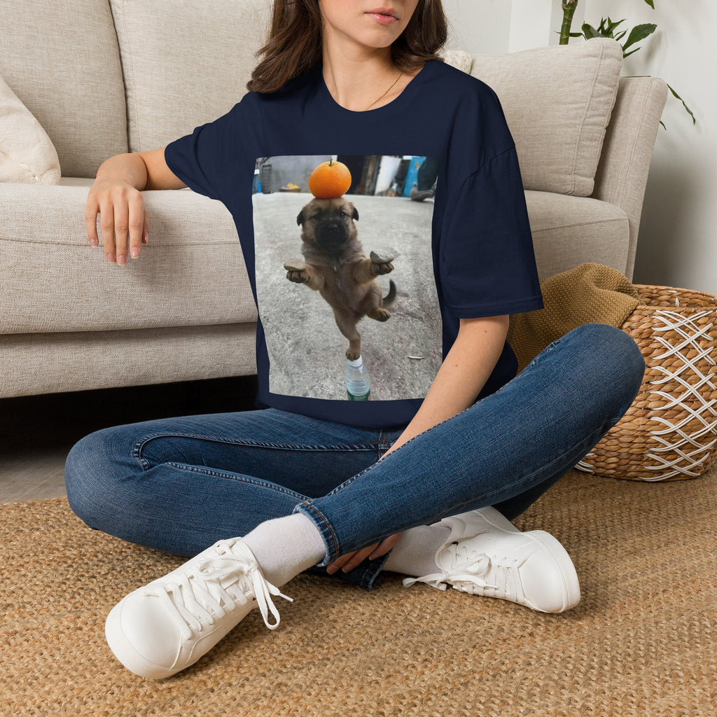 Cute Puppy Balancing Orange Photo Tee