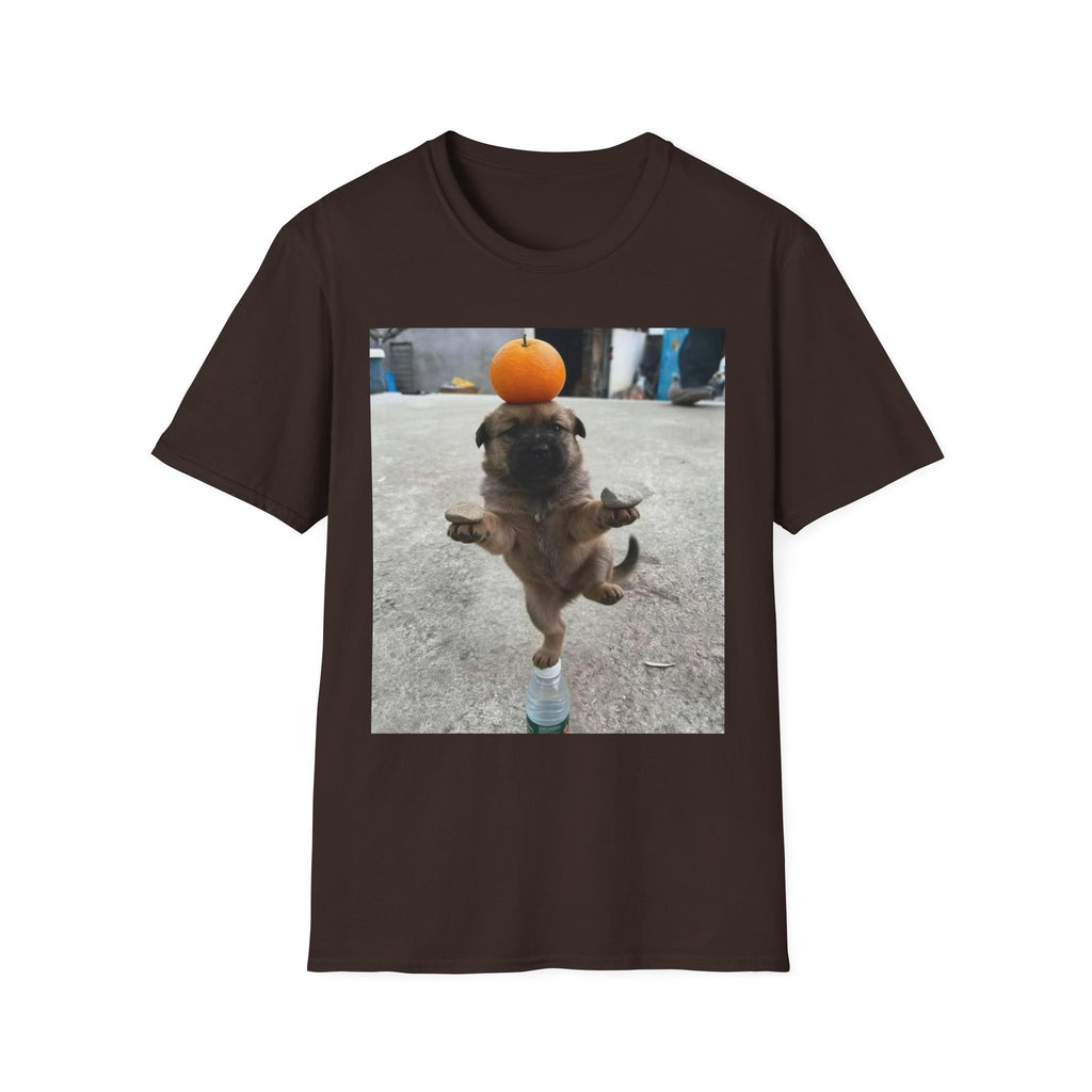 Cute Puppy Balancing Orange Photo Tee