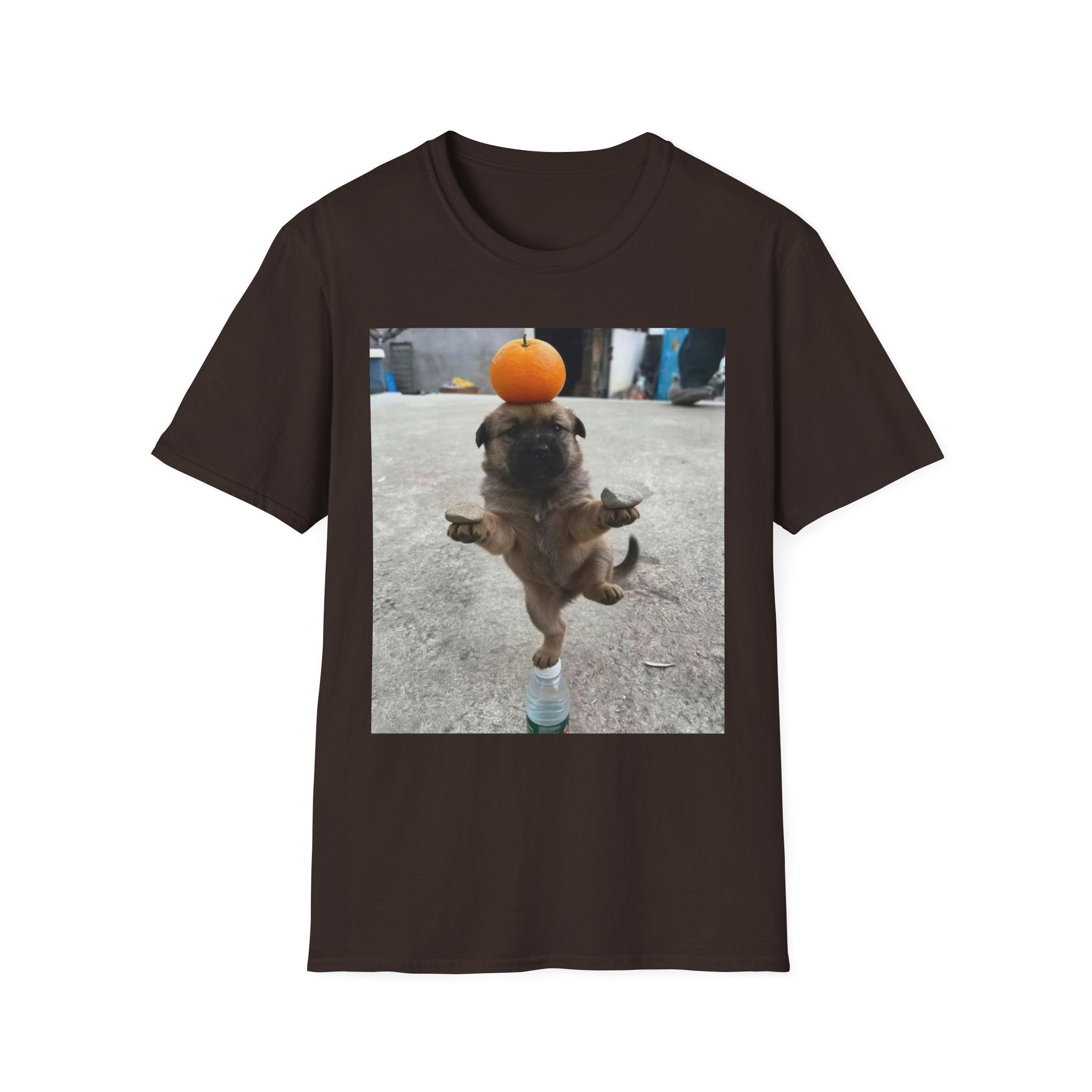 Cute Puppy Balancing Orange Photo Tee